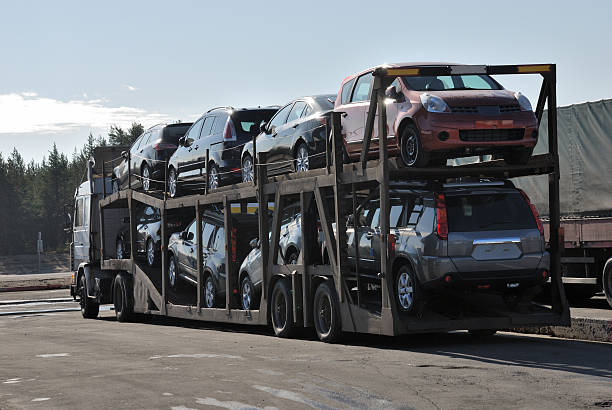 transportation of new cars on the truck