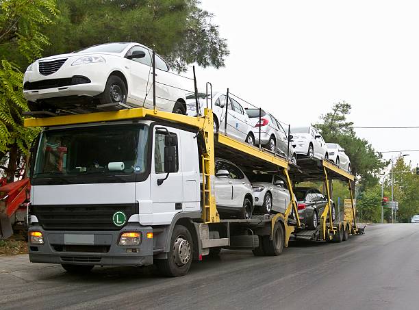 Car carrier truck deliver new auto